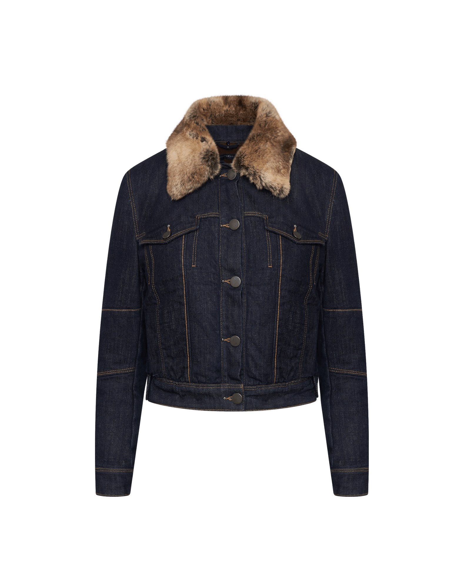 Alexander Wang faux-fur collar denim jacket | Blue | MILANSTYLE.COM